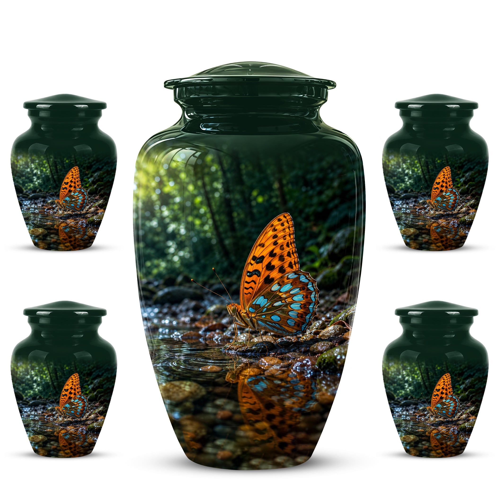 Orange Butterfly Memorial Urn - Personalized Memorial Urns For Ashes