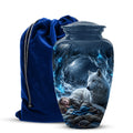 White Wolf With Girl Urn - Custom Memorial Urns For Men & Women Ashes