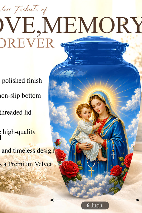 Catholic Virgin Mary & Baby Jesus Urn - Personalized Spiritual Urns