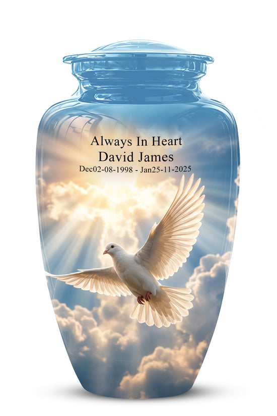 White Dove Bird Themed Urn - Custom Handcrafted Memorial Urns For Ashes
