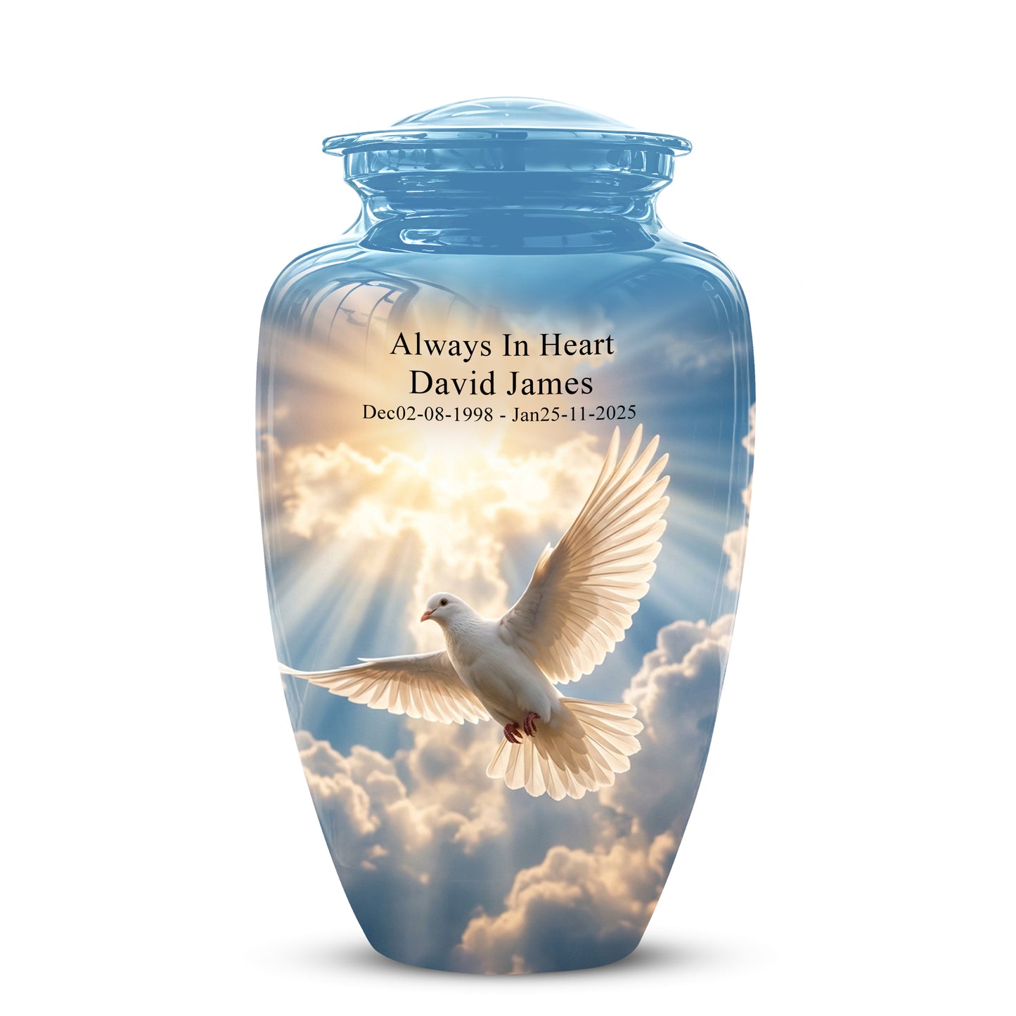 White Dove Bird Themed Urn - Custom Handcrafted Memorial Urns For Ashes
