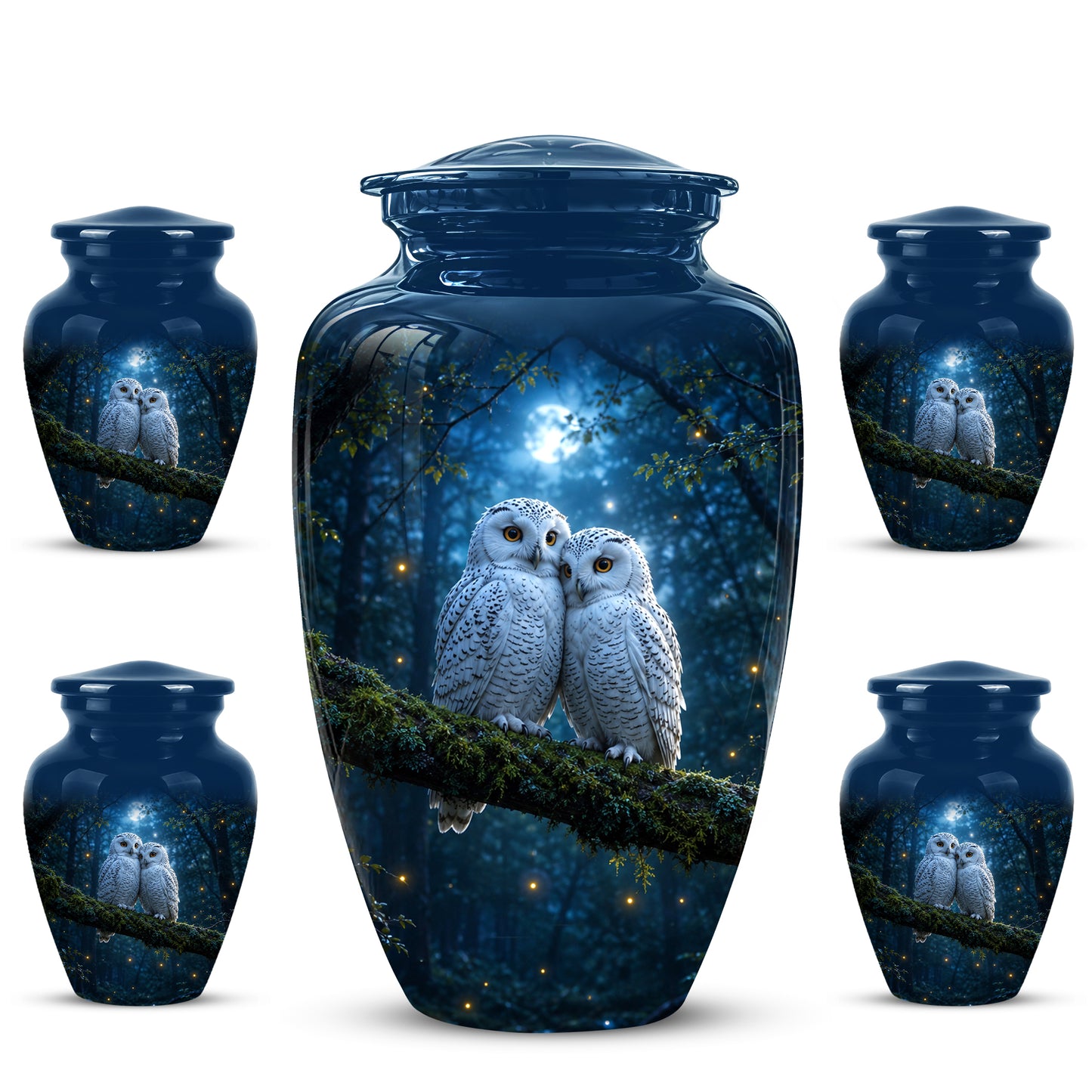 Starry Night Couple Owl Funeral Urn - Owl Funeral Urns For Loved Ones