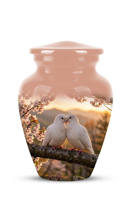 White Couple Dove - Peaceful Memorial Urns To Tribute Lover's Ashes