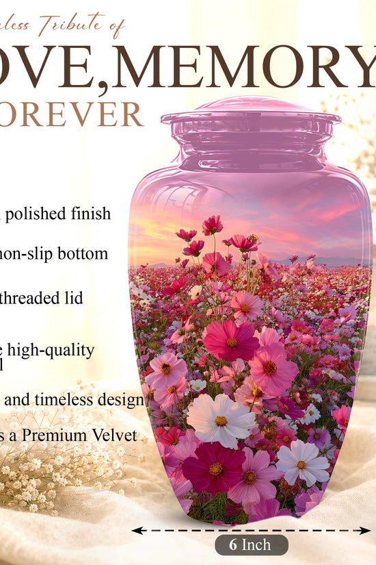 Flower Field Cremation Urn - Decorative Premium Funeral Urns On Sale