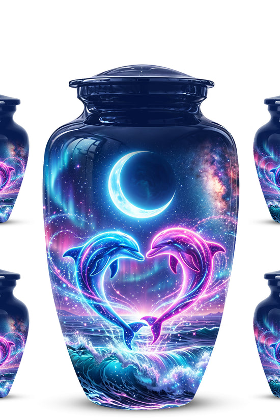 Heart Dolphin Cremation Urn for Ashes – Celestial Moon Memorial Urns