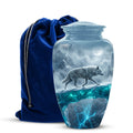 White Wolf In Snow Themed Urn - Classic Custom Urns For Human Ashes