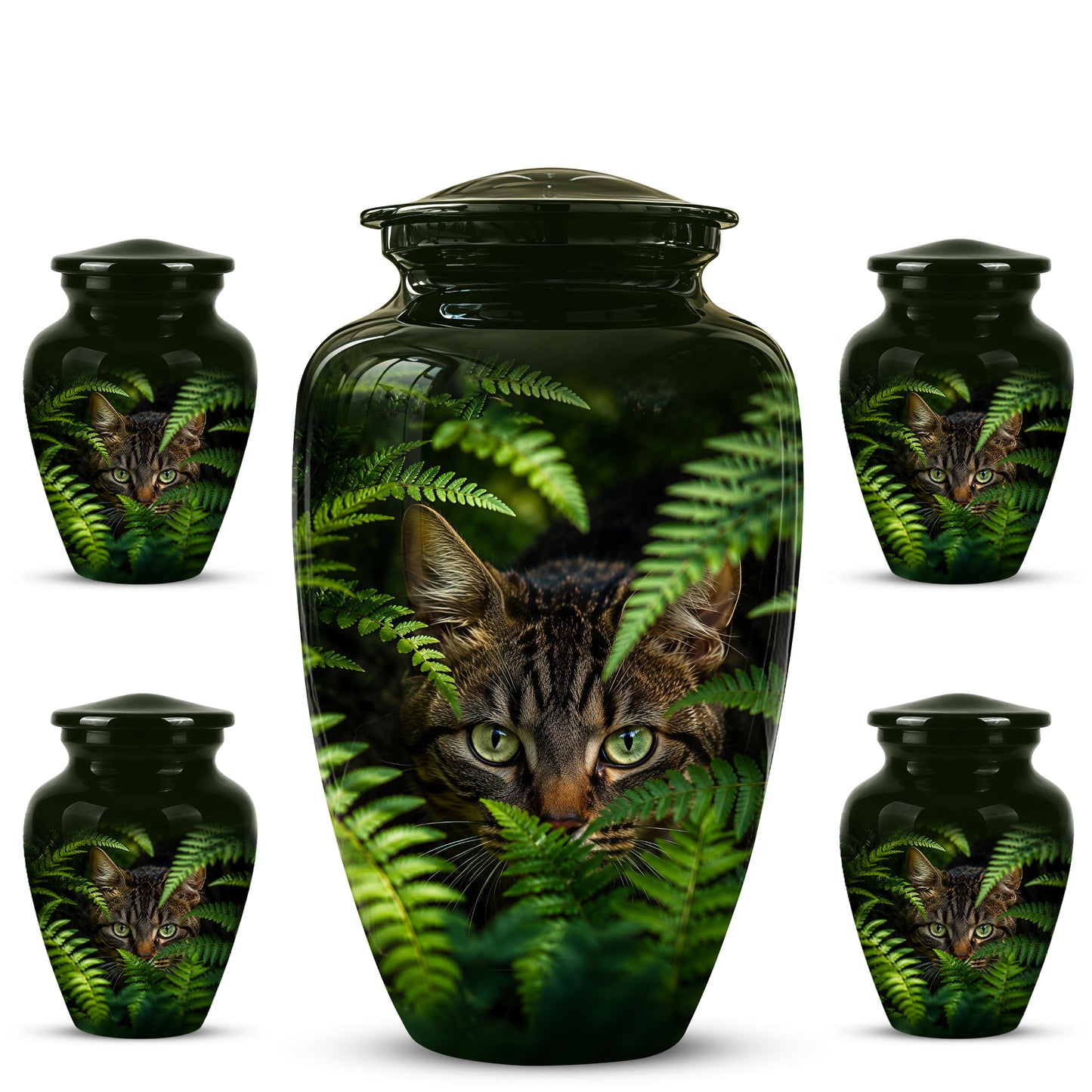 Cat Cremation Urns For Ashes - Personalized Black Pet Burial Urns