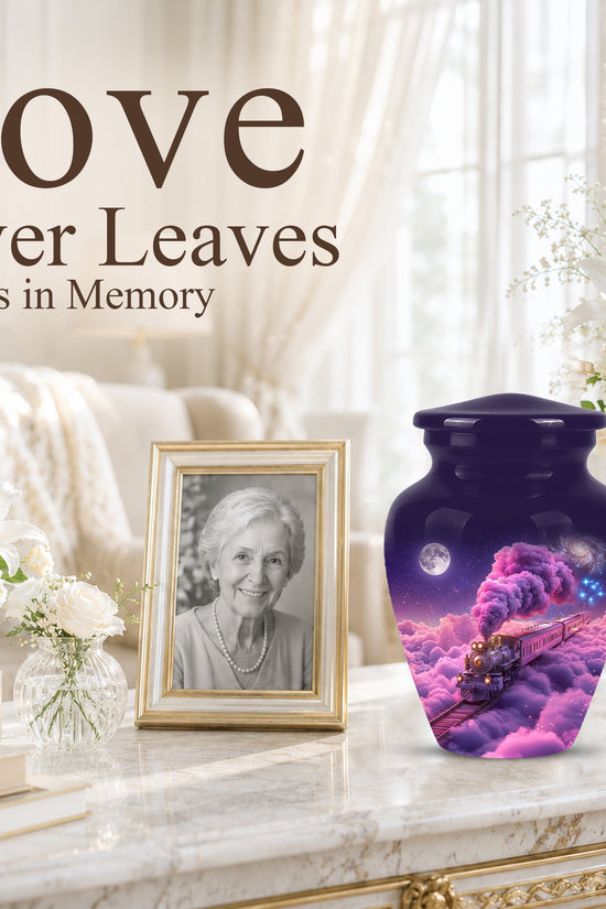 Fantasy Train Cremation Urn – Purple Cloud Memorial Urns For Human Ashes
