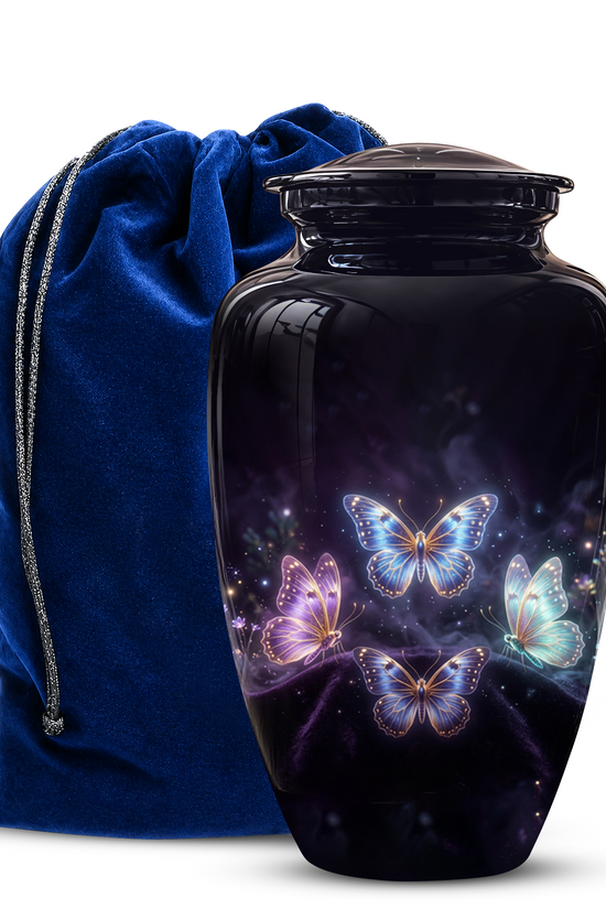 Flying Butterfly Urns For Mom Ashes - Handcrafted Black Cremation Urns