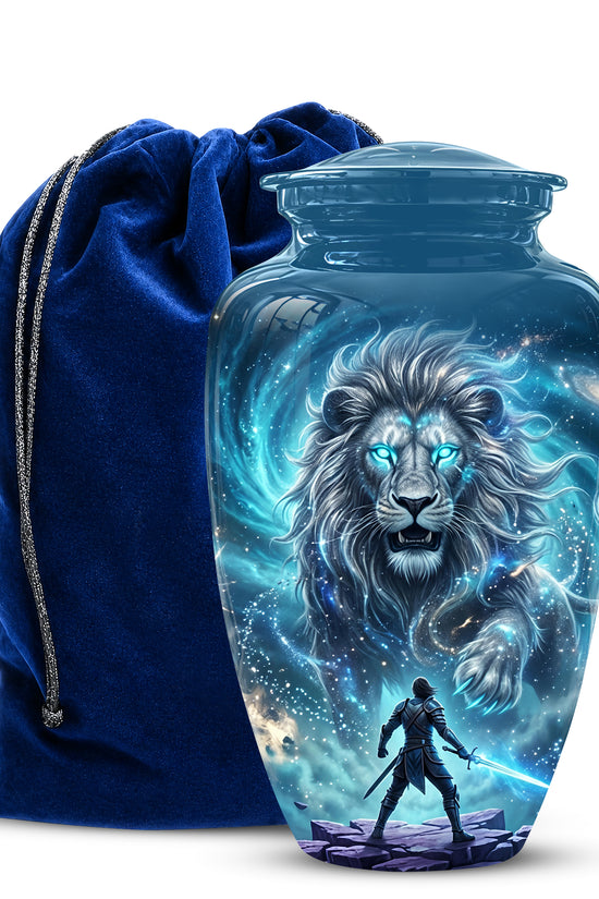 Celestial Cosmic Lion Cremation Urn - Lion Adult Male Memorial Tribute Urn