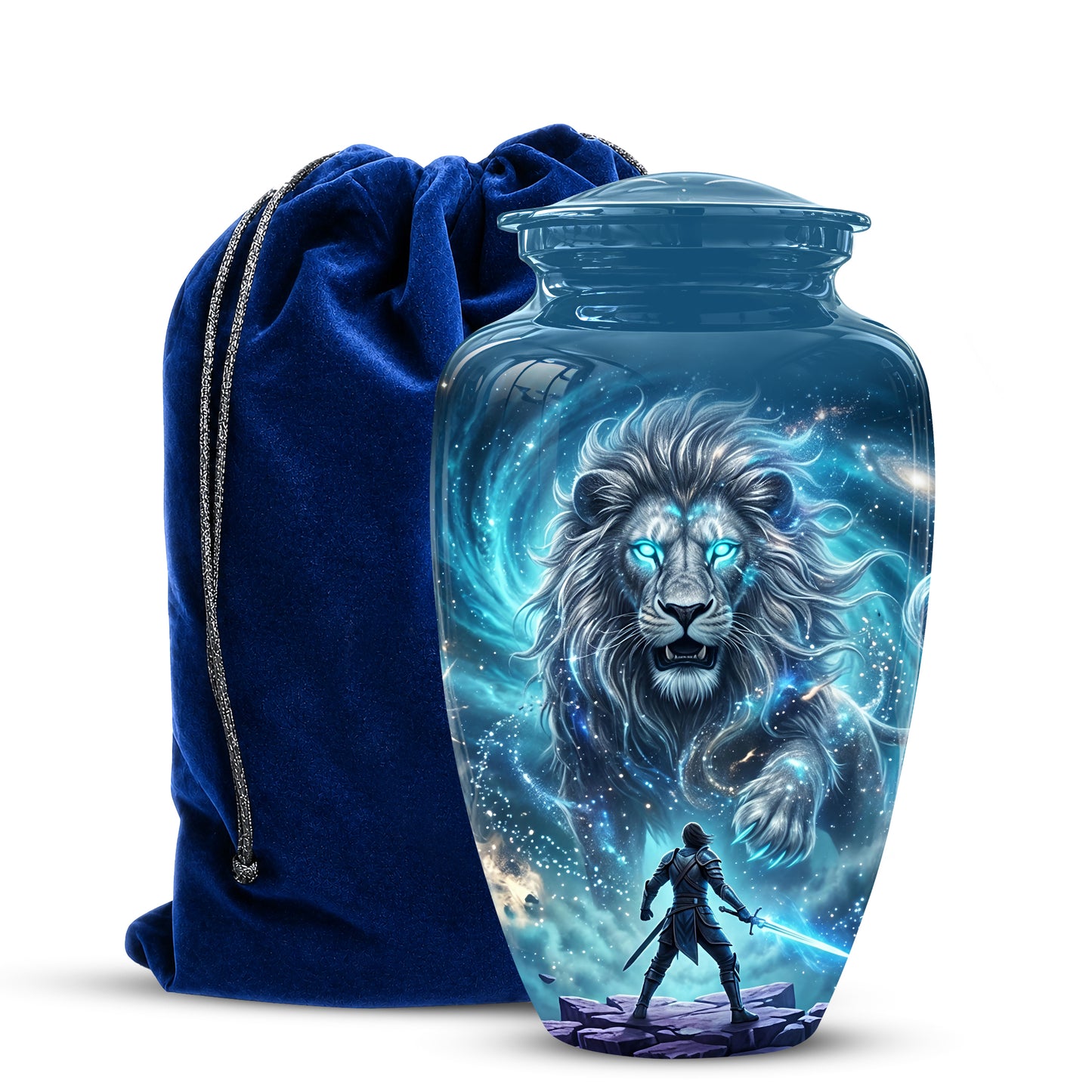Celestial Cosmic Lion Cremation Urn - Lion Adult Male Memorial Tribute Urn