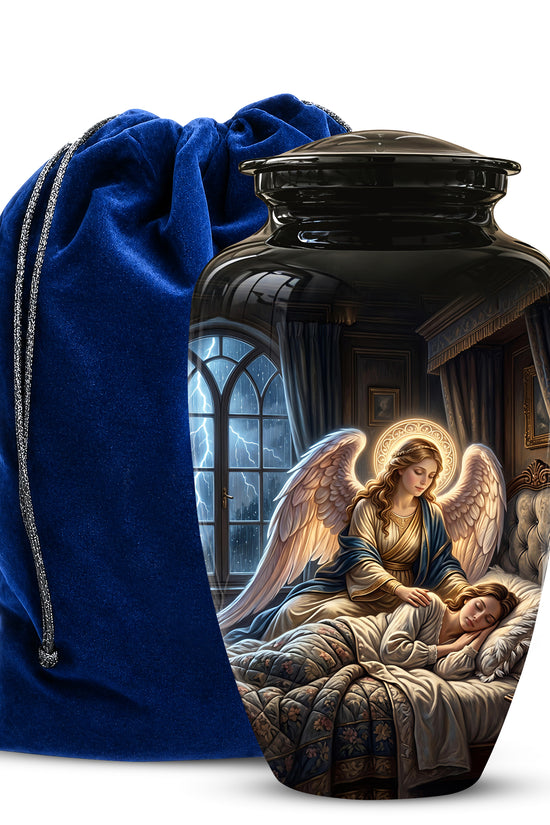 Angel Mom Cremation Urn - Black Memorial Urns For Mother Ashes