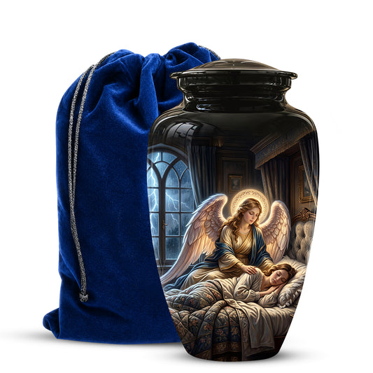 Angel Mom Cremation Urn - Black Memorial Urns For Mother Ashes