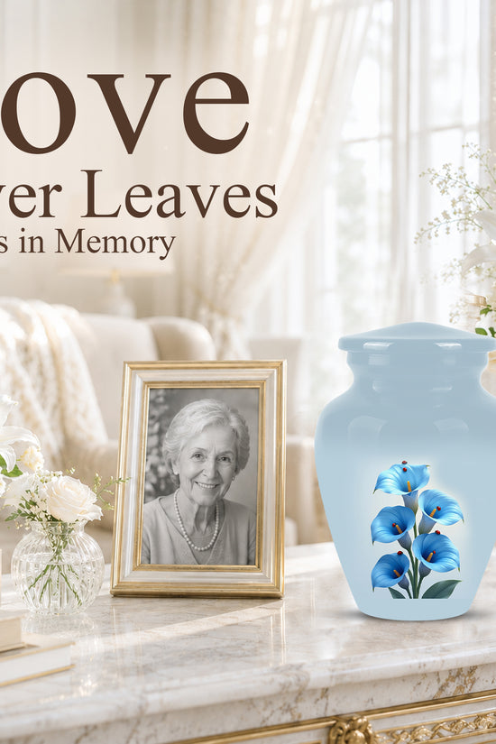 Personalized Blue Orchid Cremation Urn - Beautiful Urns For Women Ashes
