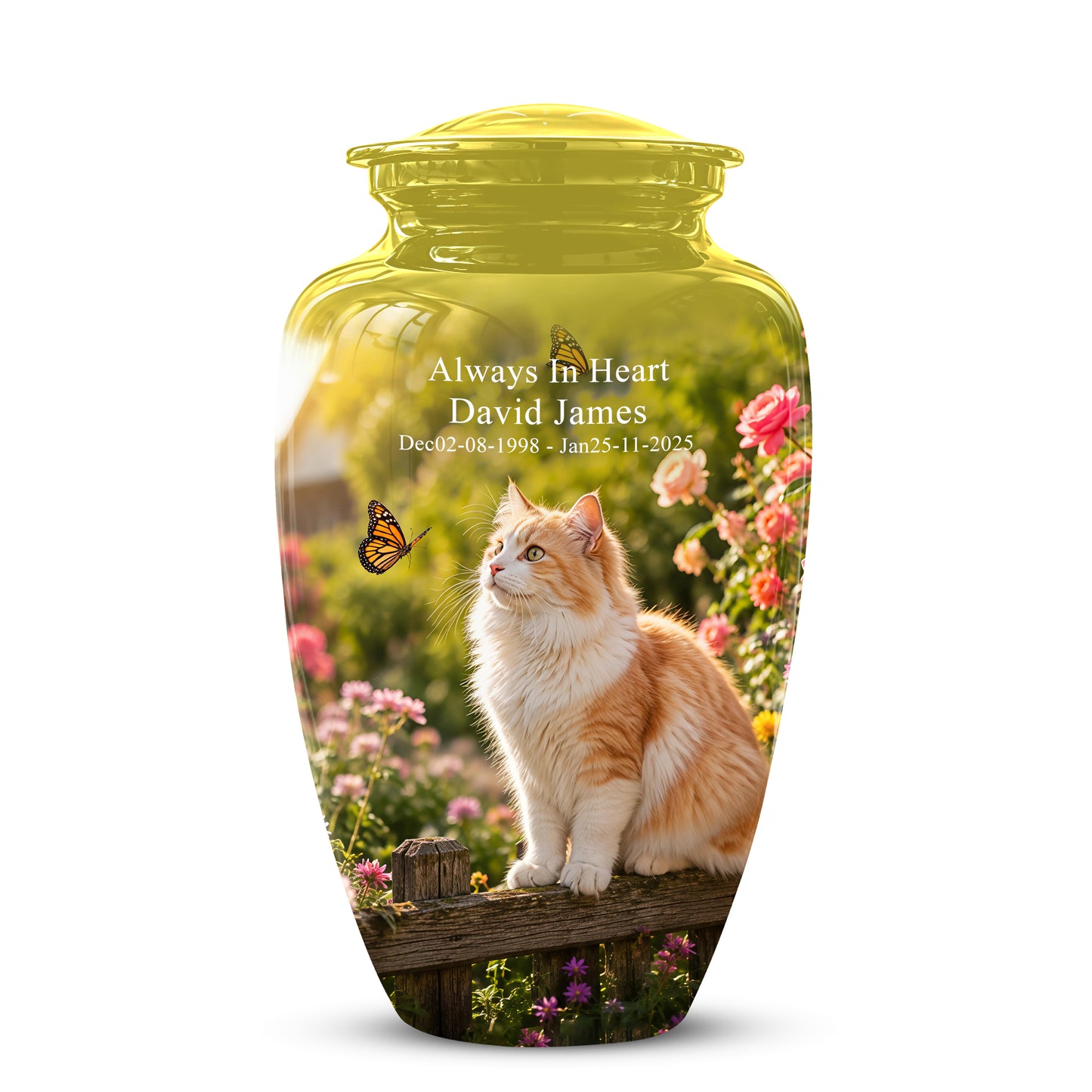 Orange Cat Cremation Urn - Beautiful Eternal Tribute Urn For Pet Ashes