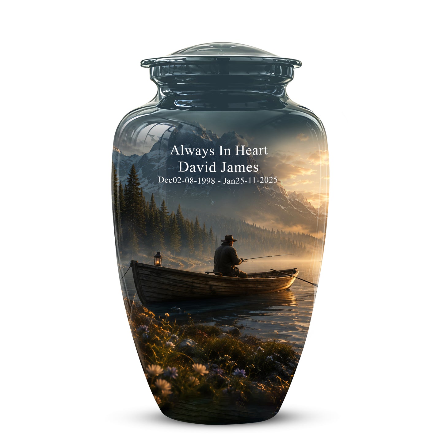 Fisherman Themed Urn - Artistic Fishing Landscape Urns For Human Ashes