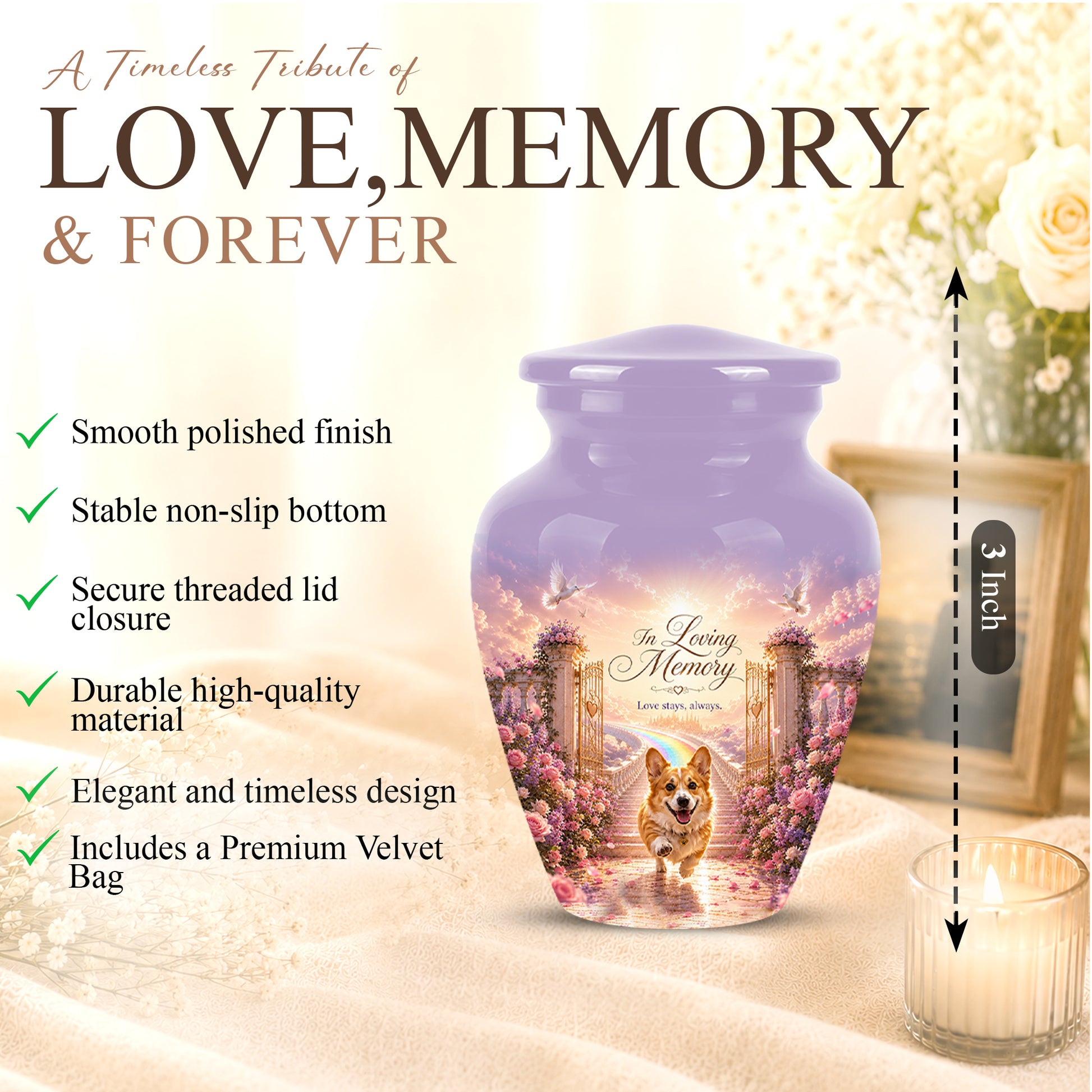 Pet Dog Memorial Urn – Personalized Dog Cremation Urn for Pets Ashes