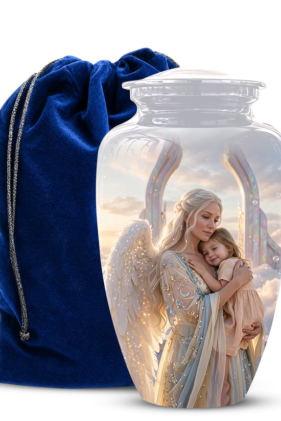 Angel Mother With Child Memorial Urn - Artistic Cremation Urns For Mom