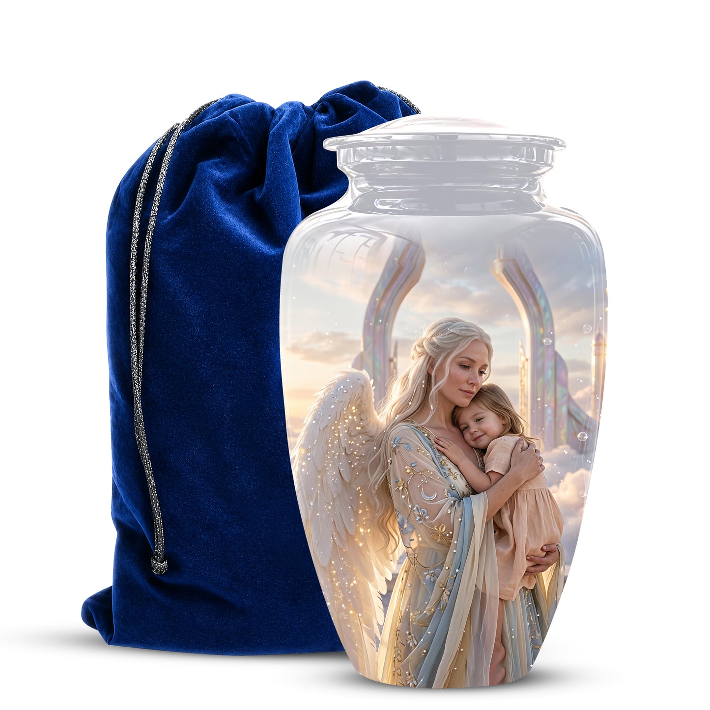 Angel Mother With Child Memorial Urn - Artistic Cremation Urns For Mom