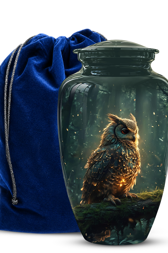 Mystical Owl Cremation Urn - Green Burial Urns For Human Ashes