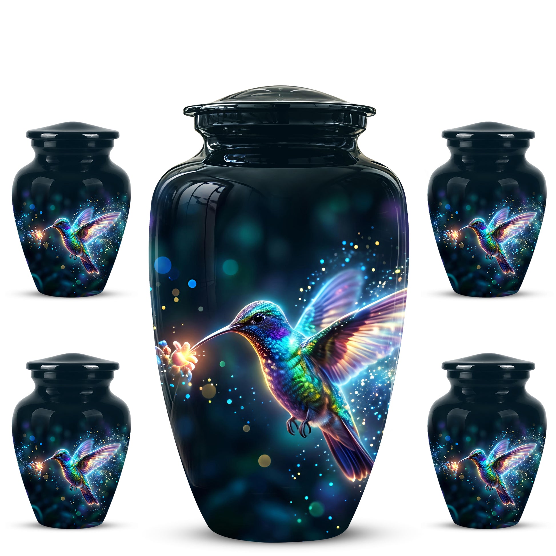 Celestial Colorful Hummingbird Cremation Urn - Majestic Funeral Urns
