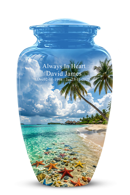 Beach Themed Burial Urn - Blue Sky Memorial Urns For Human Ashes