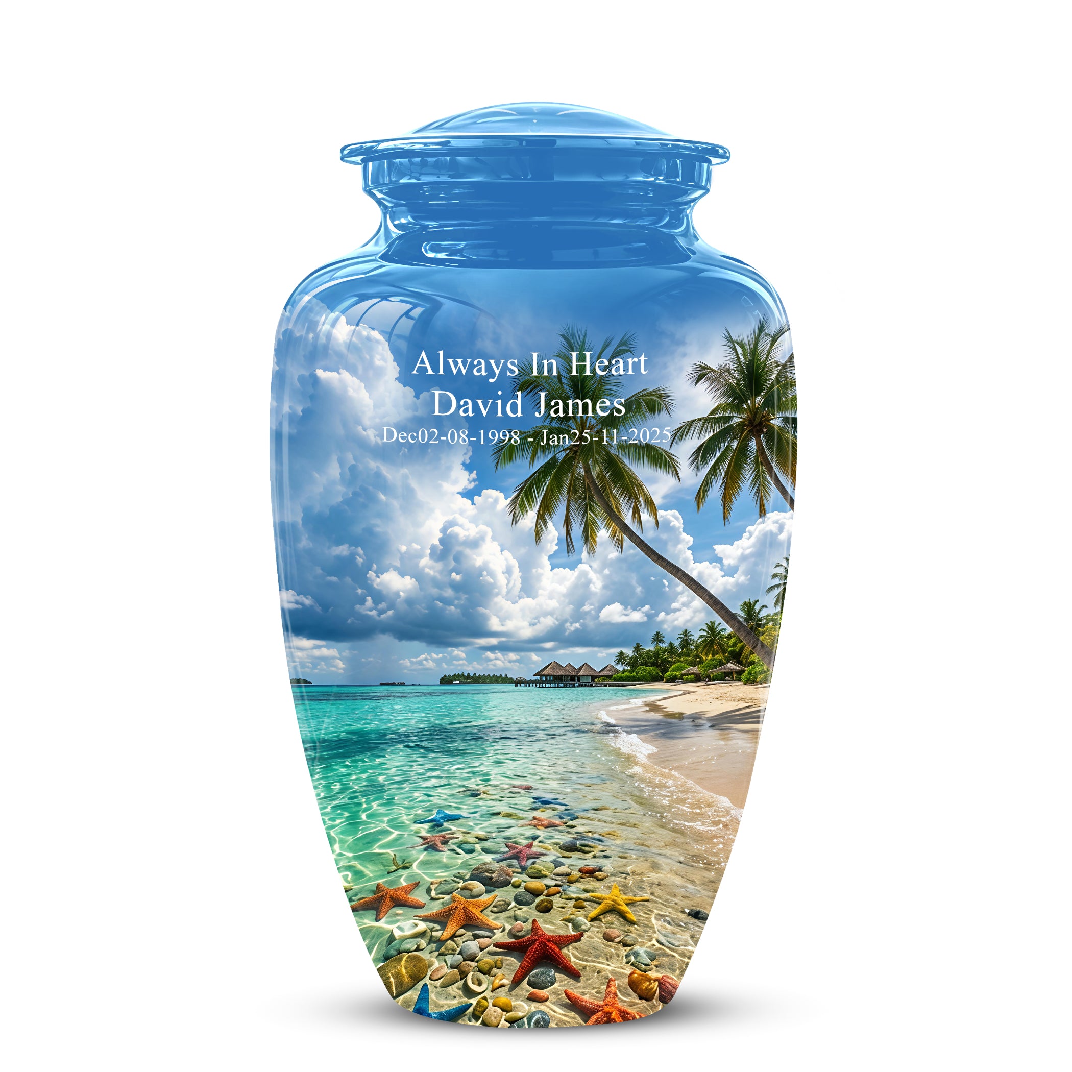 Beach Themed Burial Urn - Blue Sky Memorial Urns For Human Ashes