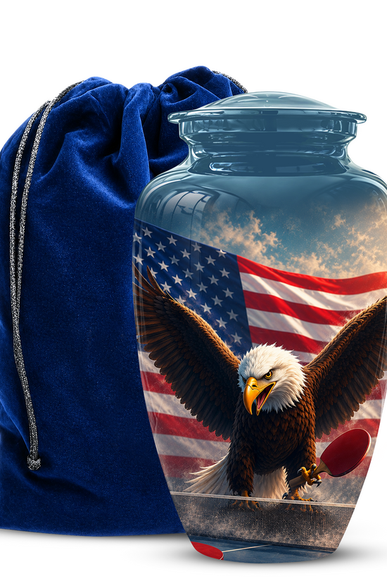 Flying Eagle With American Flag Urn - Patriotic Funeral Memorial Urns