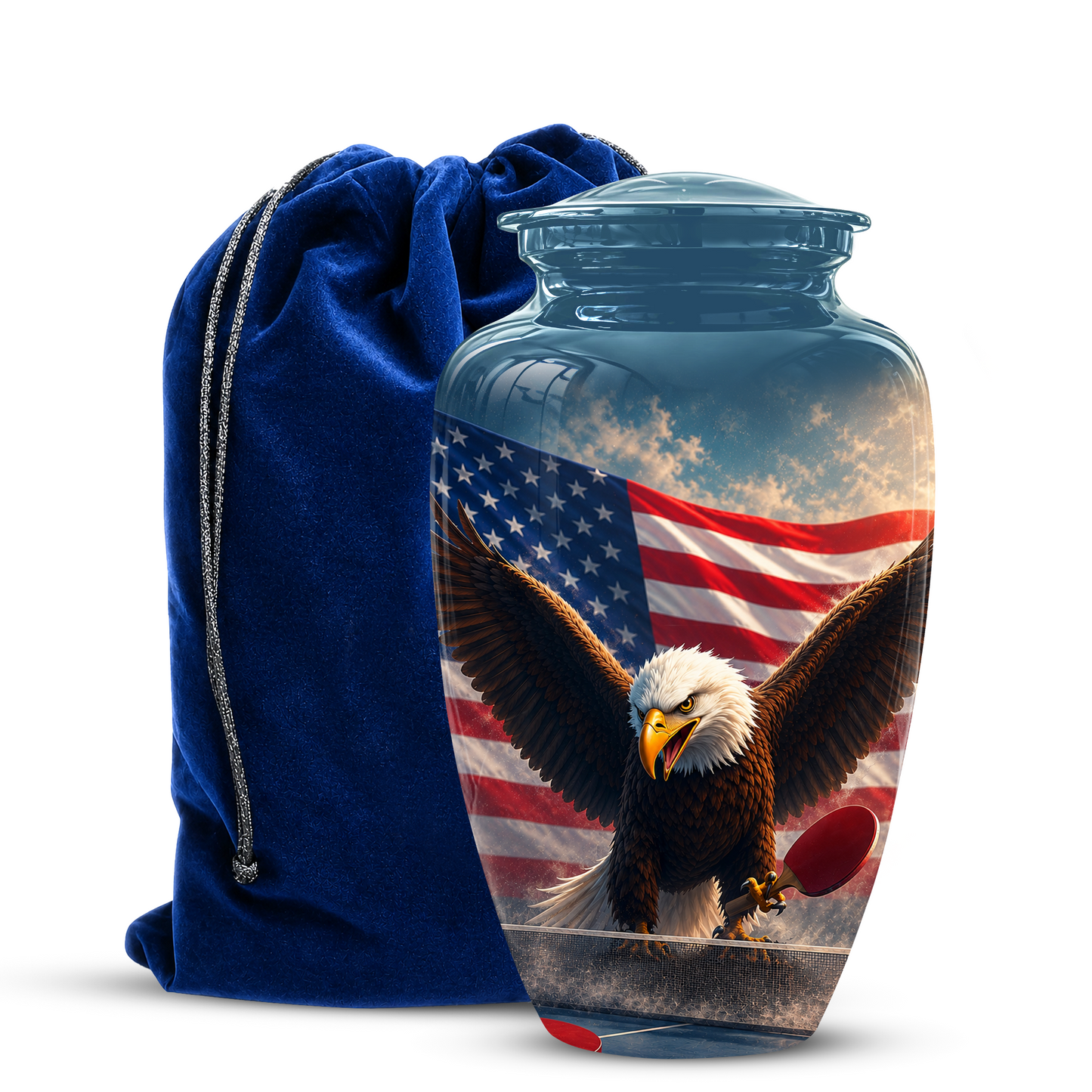 Flying Eagle With American Flag Urn - Patriotic Funeral Memorial Urns