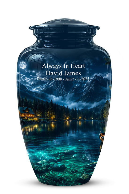 Mountain Lake Cremation Urn - Night Landscape Urns For Human Ashes