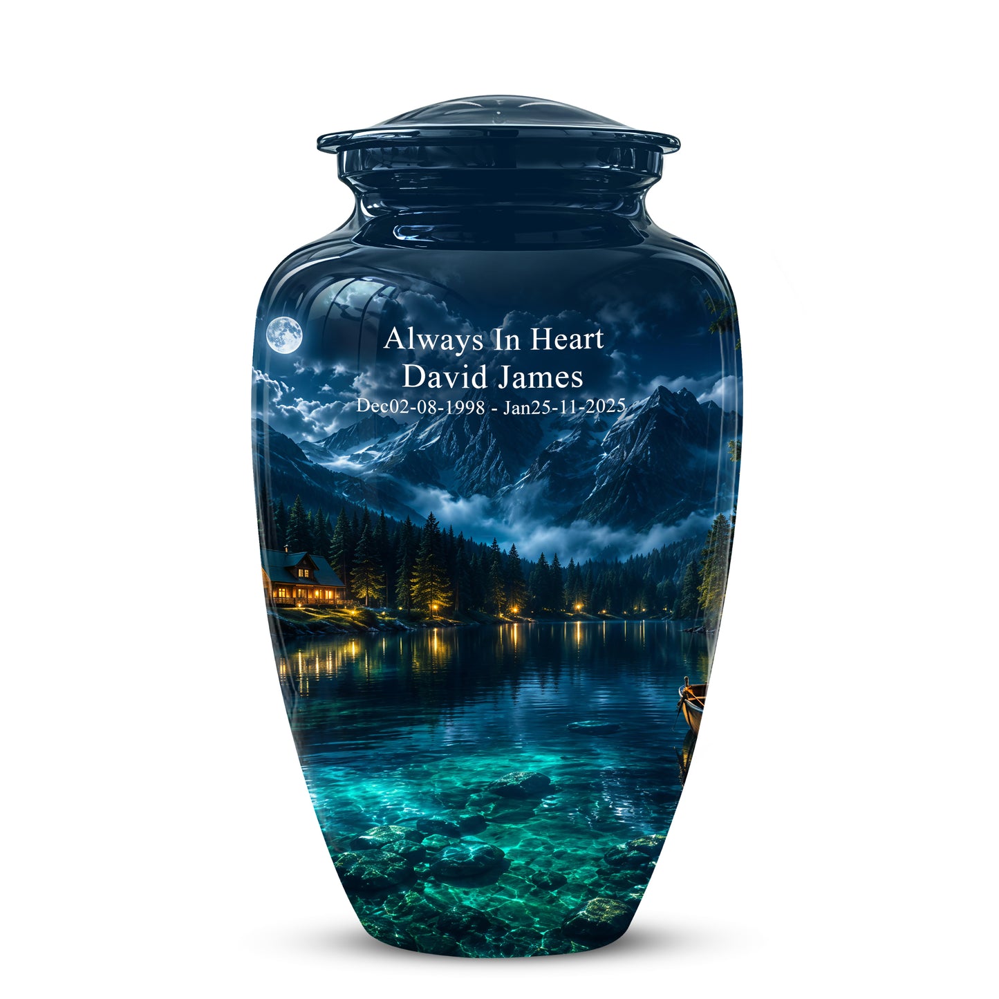 Mountain Lake Cremation Urn - Night Landscape Urns For Human Ashes