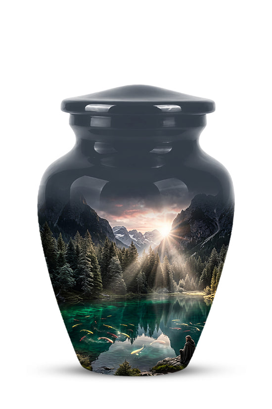 Mountain Lake Cremation Urn - Elegant Nature Urns For Human Ashes