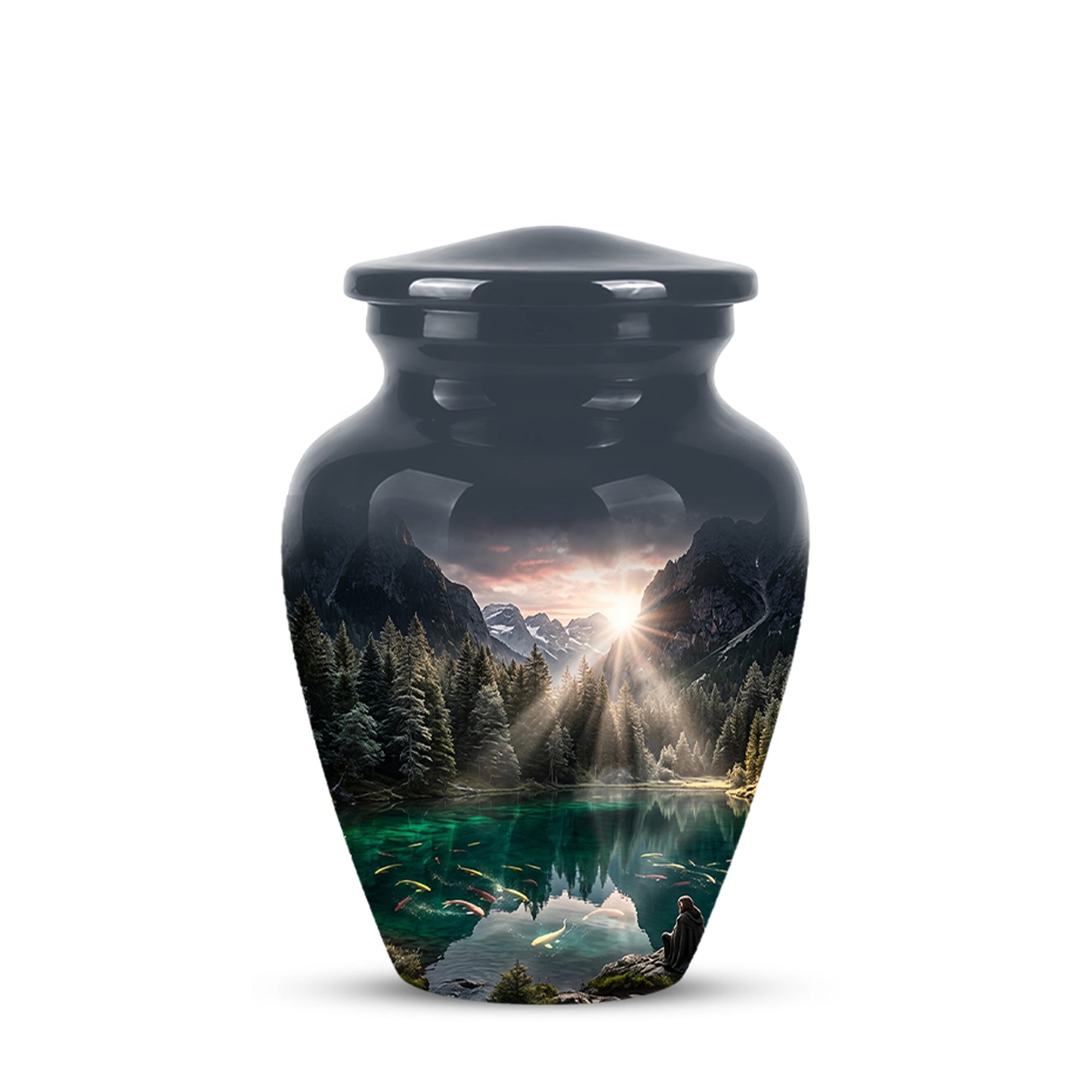 Mountain Lake Cremation Urn - Elegant Nature Urns For Human Ashes