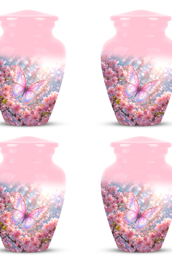 Personalized Pink Butterfly Memorial Urn - Handmade Urns For Mom Ashes