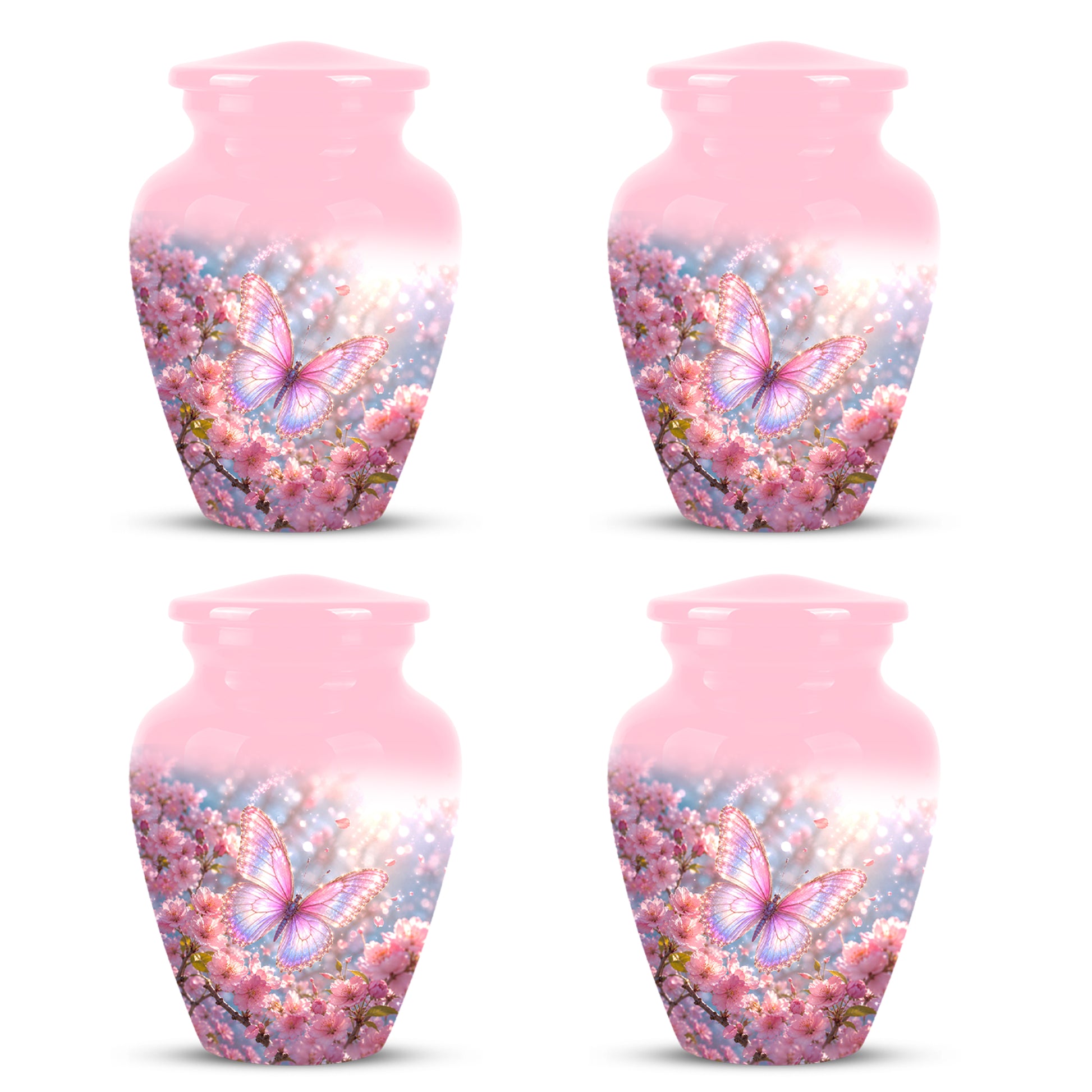 Personalized Pink Butterfly Memorial Urn - Handmade Urns For Mom Ashes