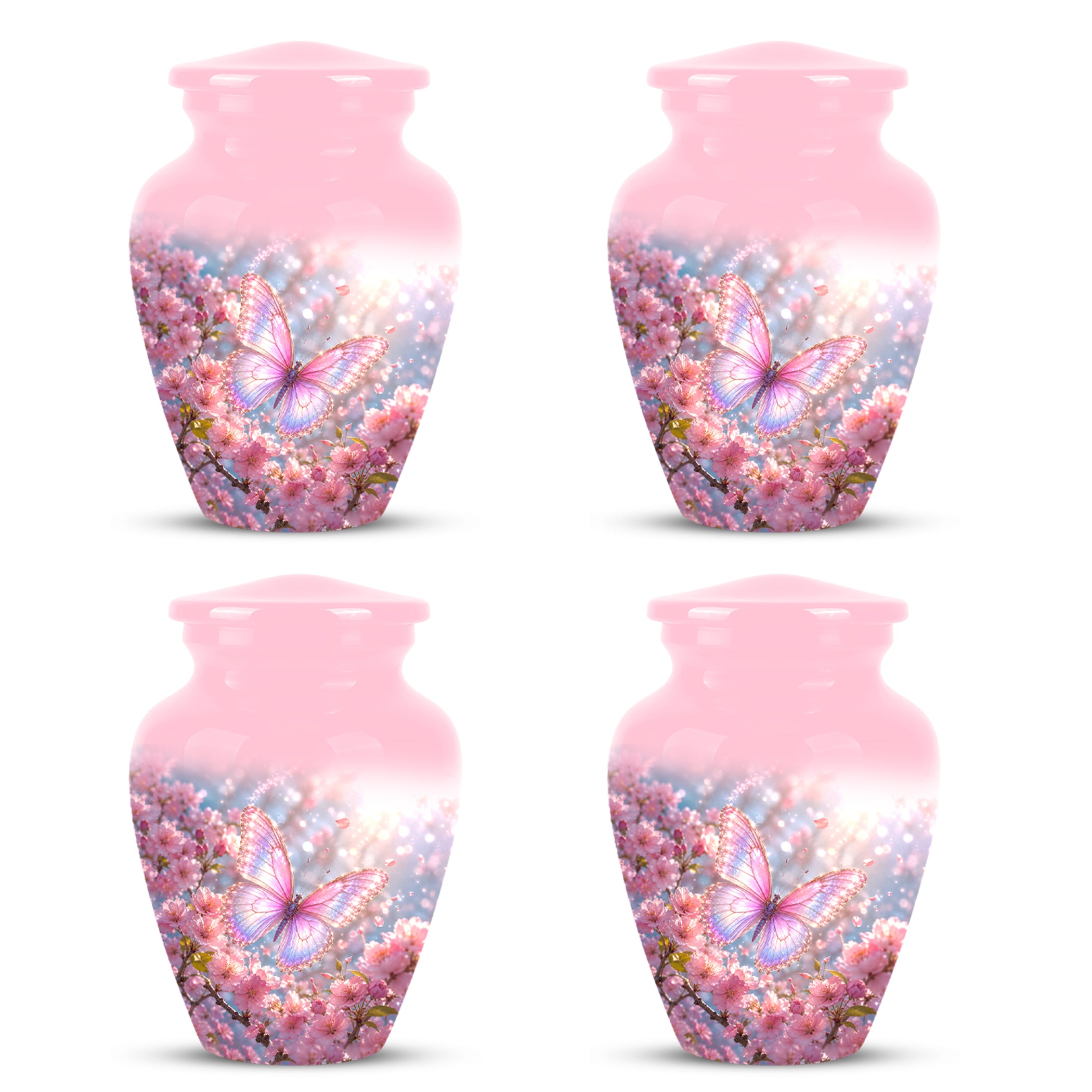 Personalized Pink Butterfly Memorial Urn - Handmade Urns For Mom Ashes