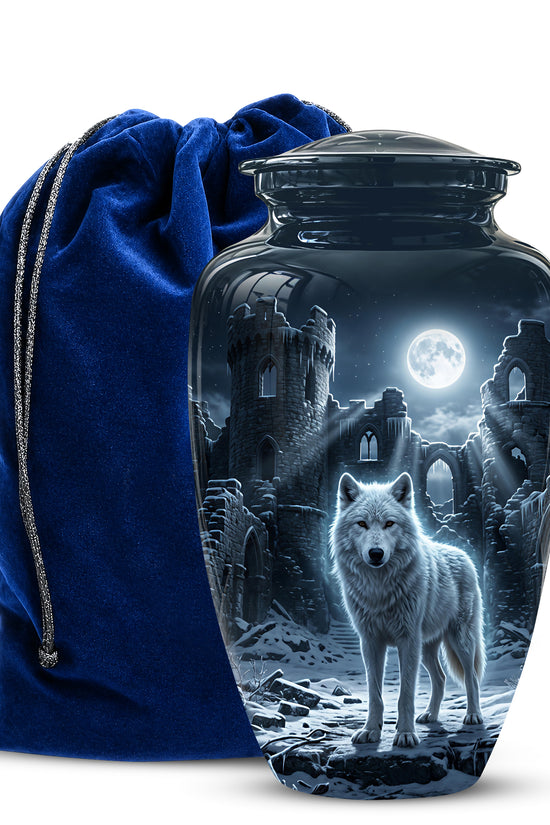 Night Wolf Memorial Urn - Moonlight Funeral Urns For Men & Women Ashes