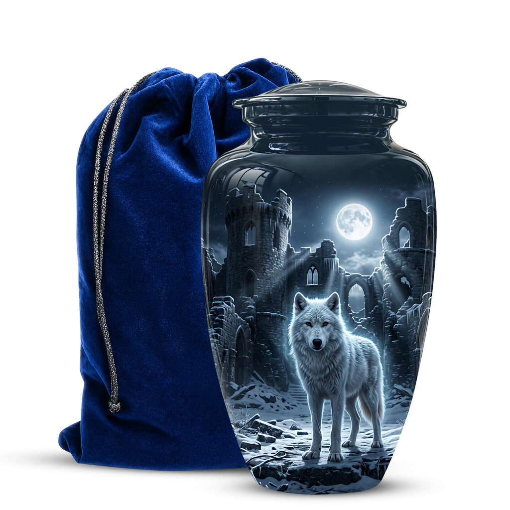 Night Wolf Memorial Urn - Moonlight Funeral Urns For Men & Women Ashes