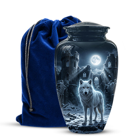 Night Wolf Memorial Urn - Moonlight Funeral Urns For Men & Women Ashes