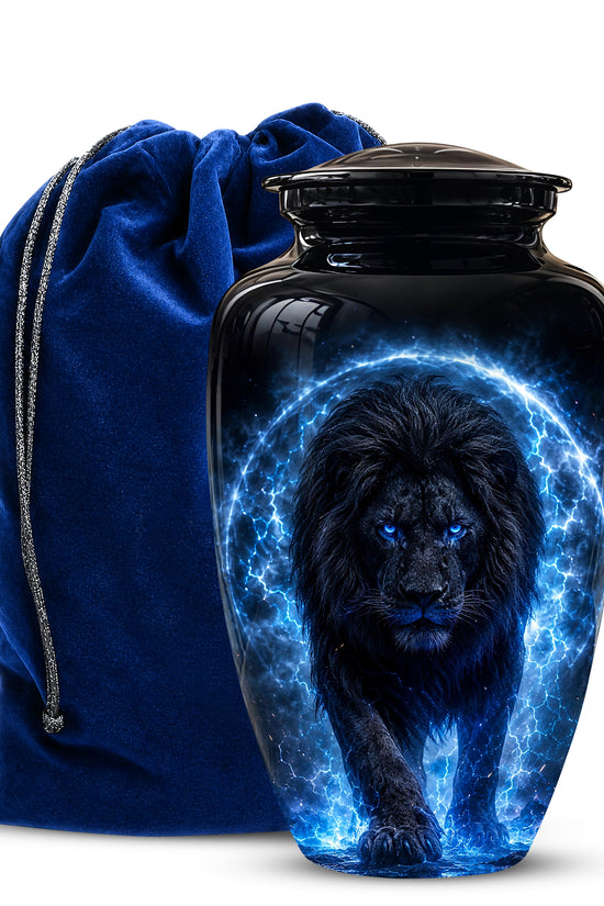 Black Lion Cremation Urns - Personalized Memorial Urns For Human Ashes