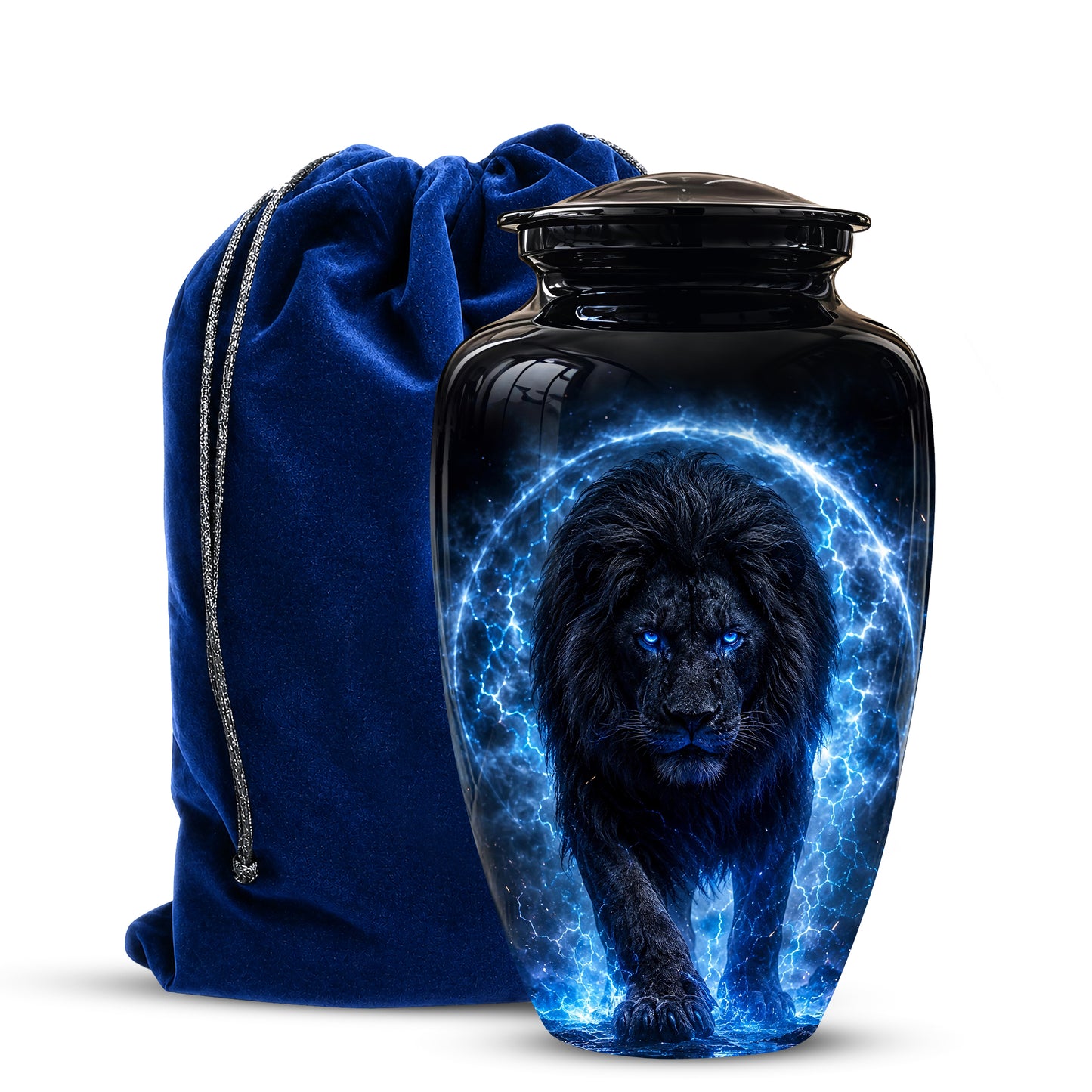Black Lion Cremation Urns - Personalized Memorial Urns For Human Ashes