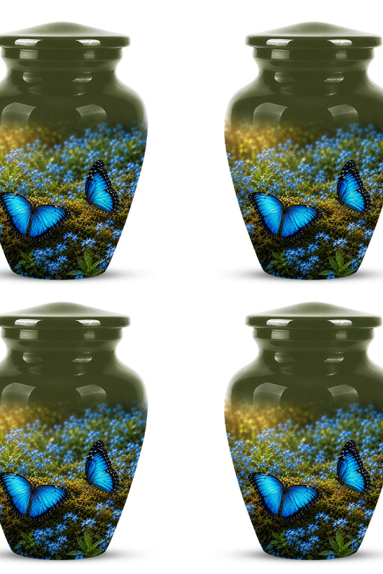Handcrafted Blue Butterfly Memorial Urn - Elegant Funeral Urns For Mom