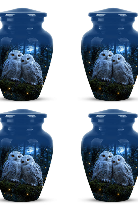 Snowy Owl Cremation Urn - Majestic Blue Memorial Urns For Human Ashes