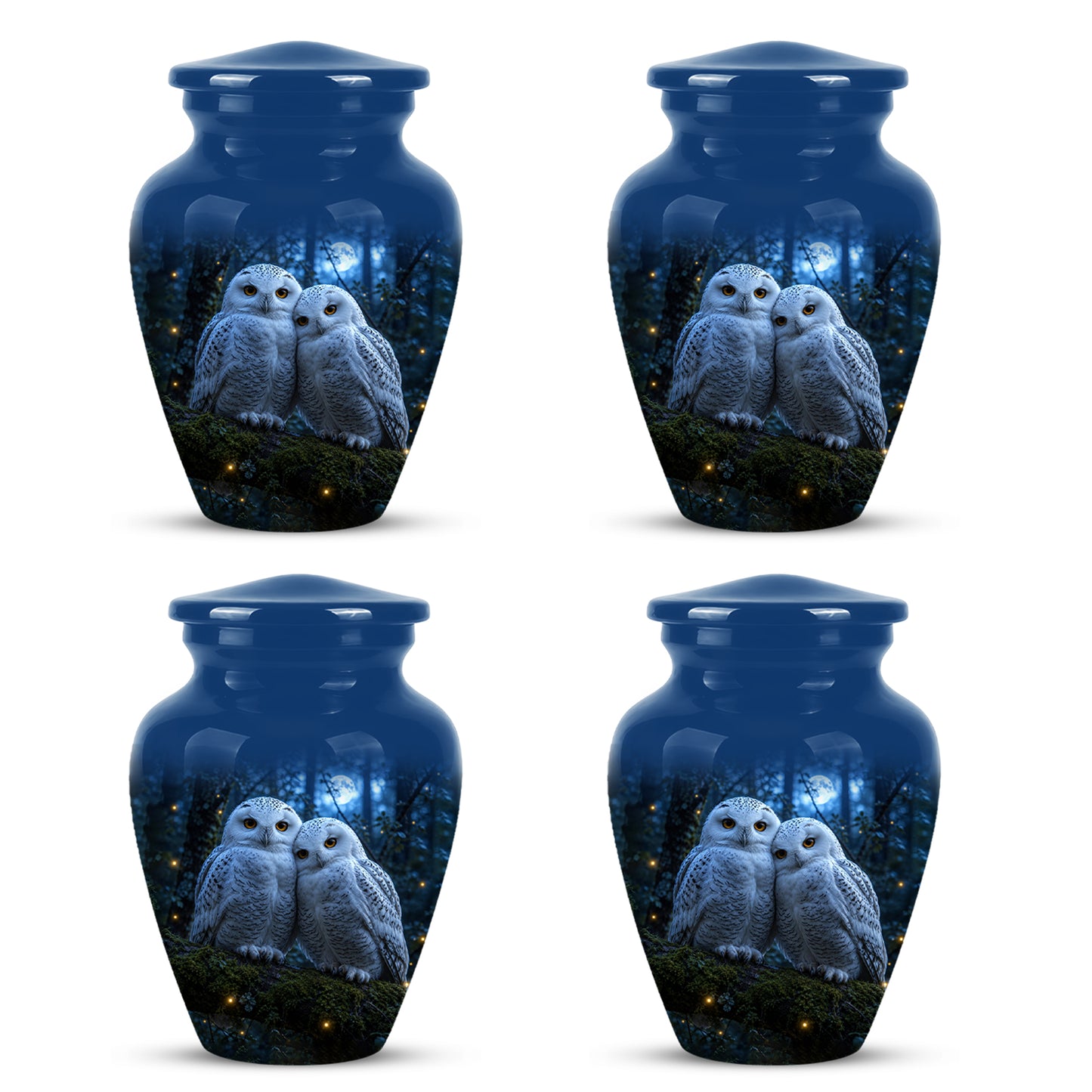 Snowy Owl Cremation Urn - Majestic Blue Memorial Urns For Human Ashes