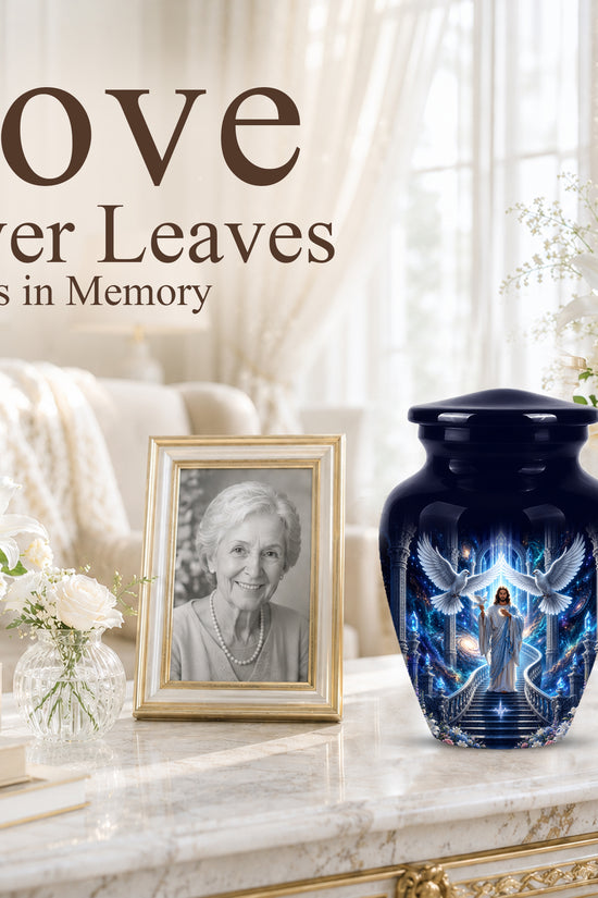 Jesus & White Dove Cremation Urn - Custom Spiritual Urns On Wholesale Price