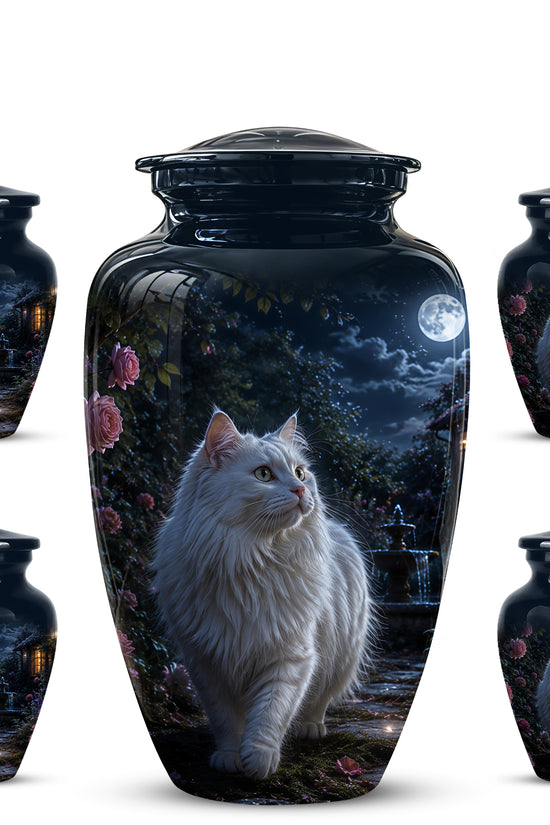 Beautiful White Cat Cremation Urn -  Personalized Handcrafted Pet Urns