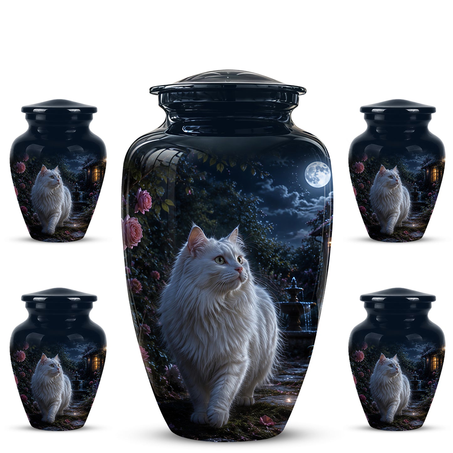 Beautiful White Cat Cremation Urn -  Personalized Handcrafted Pet Urns