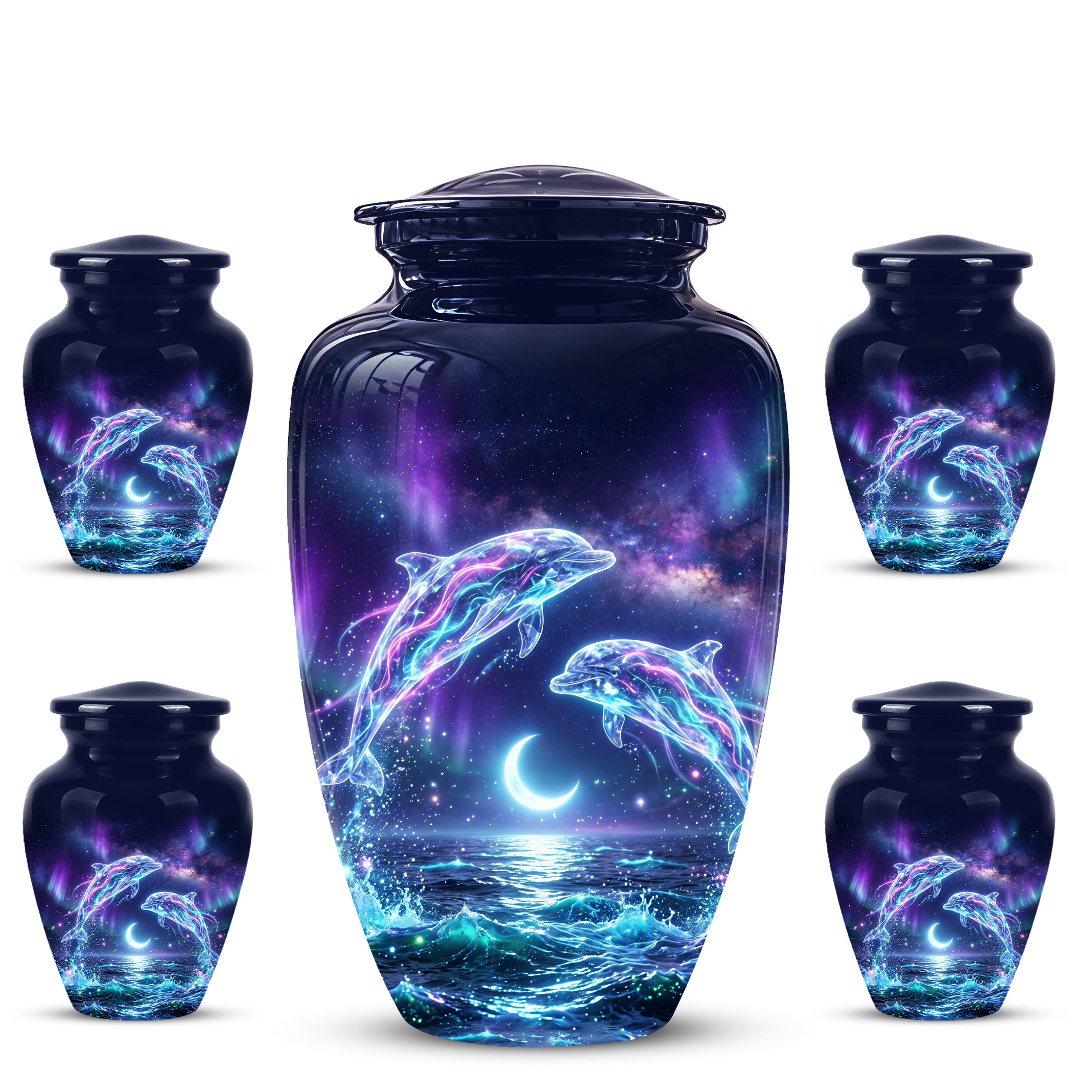 Dolphin Cremation Urn - Artistic Moonlight Memorial Urns For Ashes