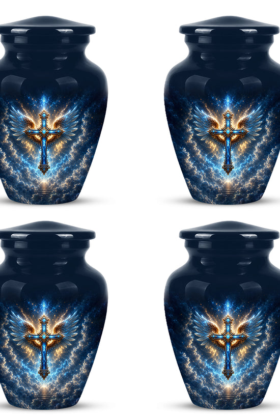 Celestial Jesus Cross Urn - Artistic Handcrafted Urns For Men & Women