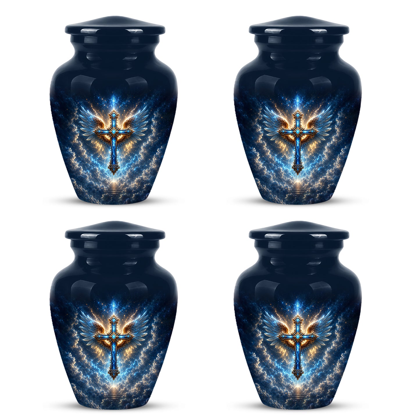 Celestial Jesus Cross Urn - Artistic Handcrafted Urns For Men & Women